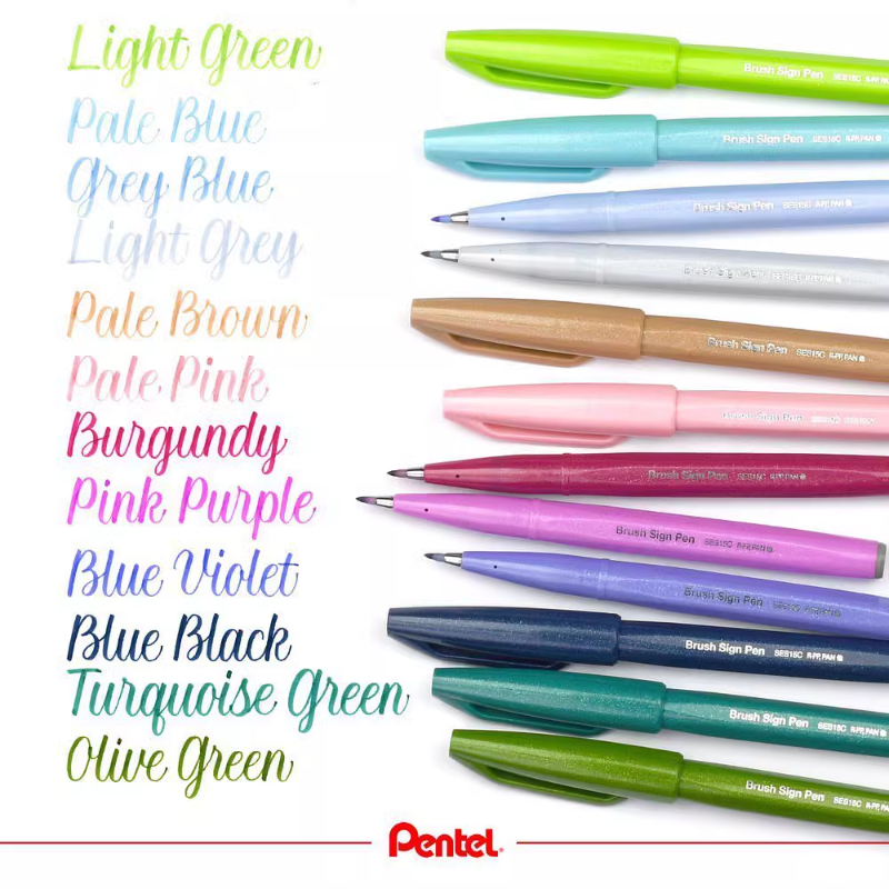 Pentel Pen Sign Pen - Pentel Fude Brush-Bolígrafo con letrero táctil,