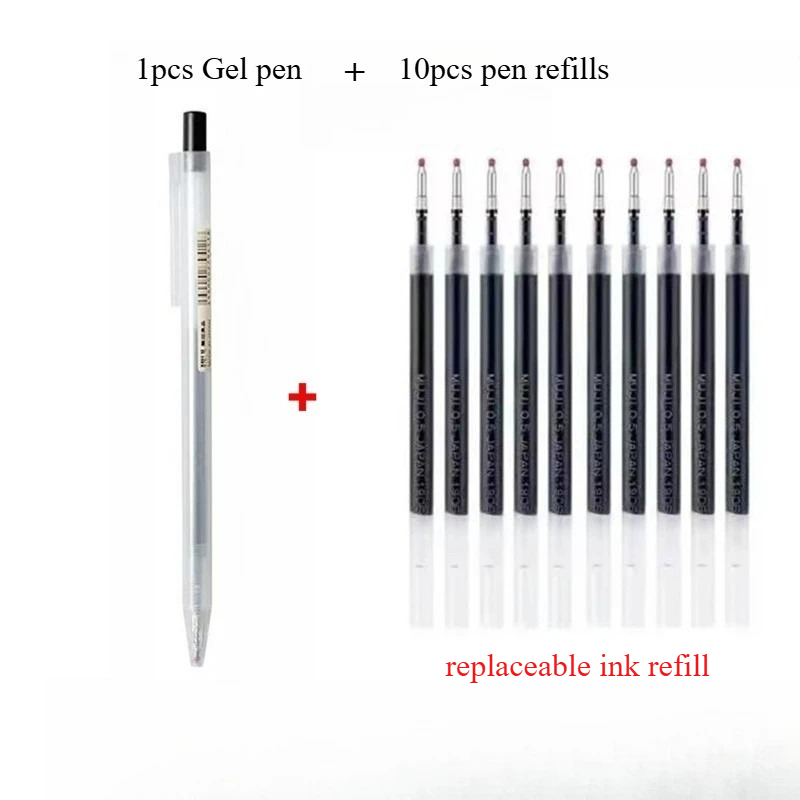 Muji Stationery Gel Pen - 10 recambios de bolígrafo de presión