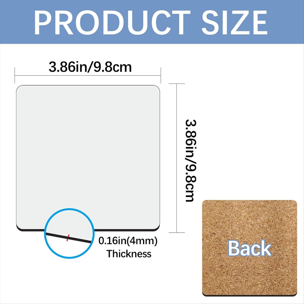 Coaster Sublimation Blank - ABYA 30 Posavasos Cuadrados para Sublimación